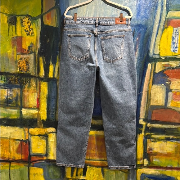 SEZANE L'ICONIQUE DROIT TROUSERS Blue Straight Leg Timeless Style 34” waistUS 12 - Picture 6 of 16